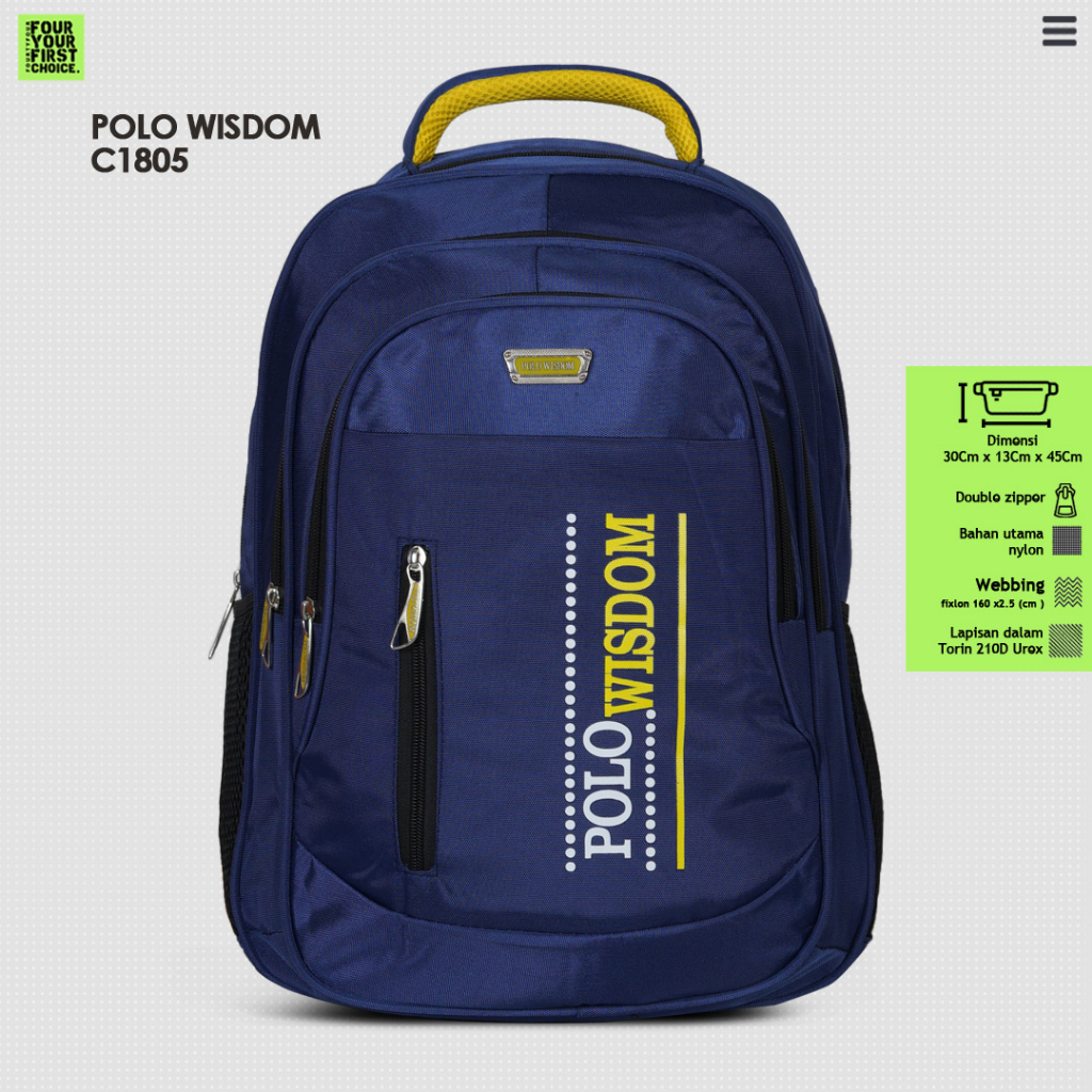 Tas Ransel Pria Polo Wisdom - Backpack Sekolah / Ransel Kerja