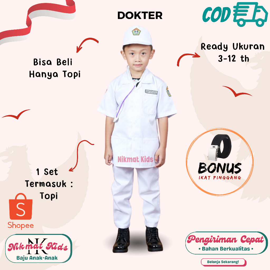 Baju dokter anak profesi anak baju kostum anak baju dokter anak dokter kecil anak kostum dokter anak