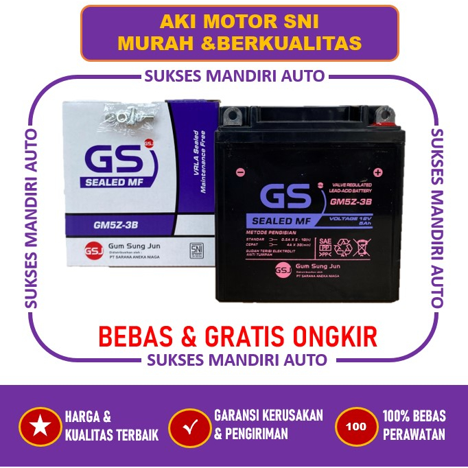 Aki Motor Honda Supra Lama dan Supra X Lama SNI Kering GM5Z-3B