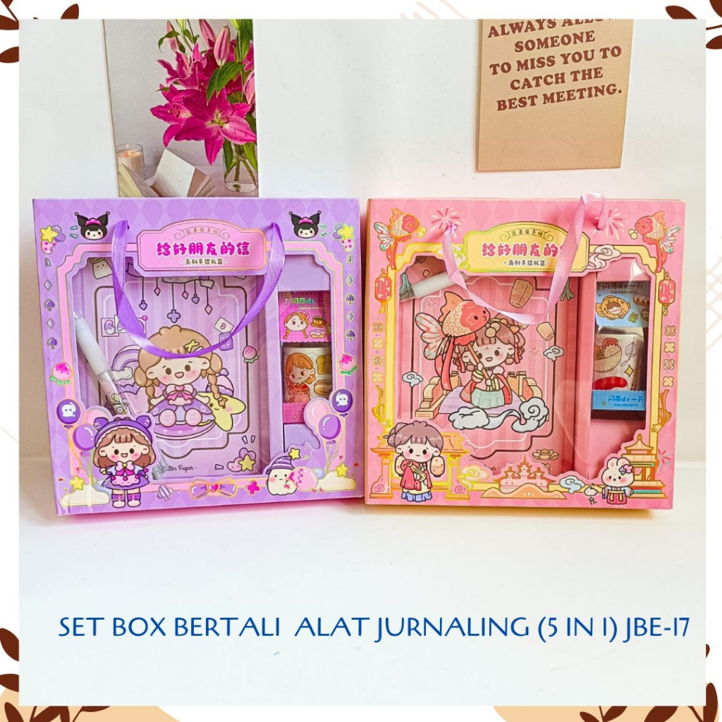 

SET BOX BERTALI ALAT JURNALING (5 IN 1) SOLATIP WASHI TAPE CUTTER PEN DAN STICKER JOURNAL KODE JBE-17 KARAKTER GAMBAR LUCU