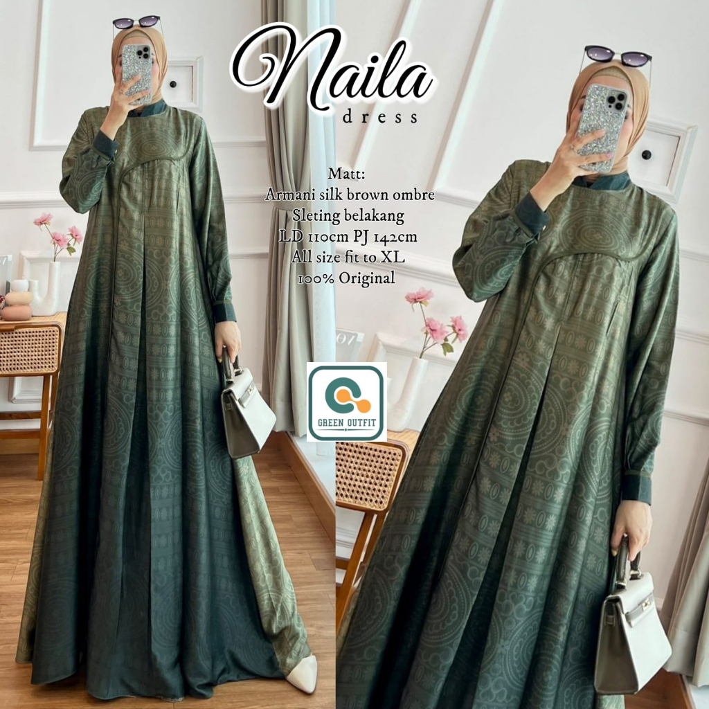 naila dress dres maxy maxi pakaian baju gaun gamis longdress pesta kondangan perempuan wanita cewe c
