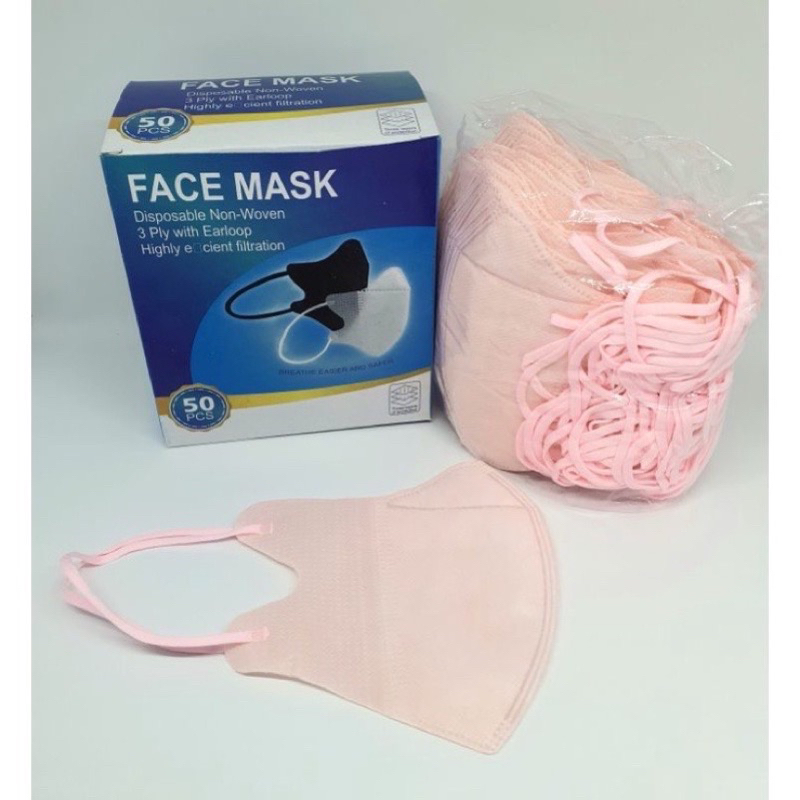 Masker Duckbill Garis 3ply Mirip Sensi Face Mask Pink Facemask