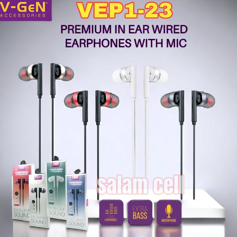 Headset VGEN VEP1-23 Premium In-Ear Wired Murah Berkwalitas Original Vgen Garansi Resmi