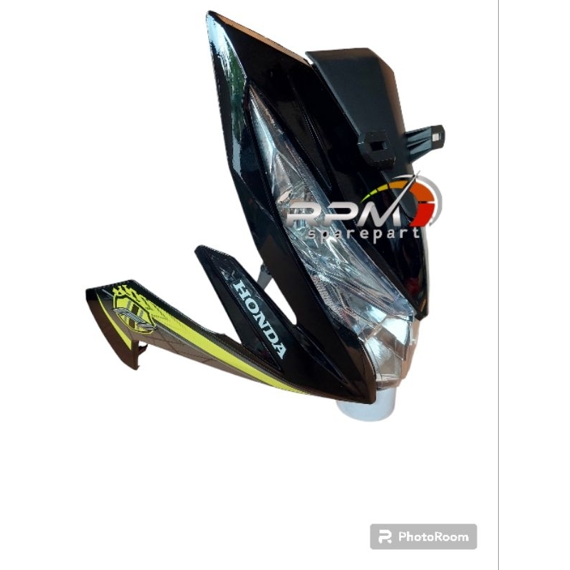 Tameng Body Depan Beat Fi Esp Hitam Plus Striping Sticker