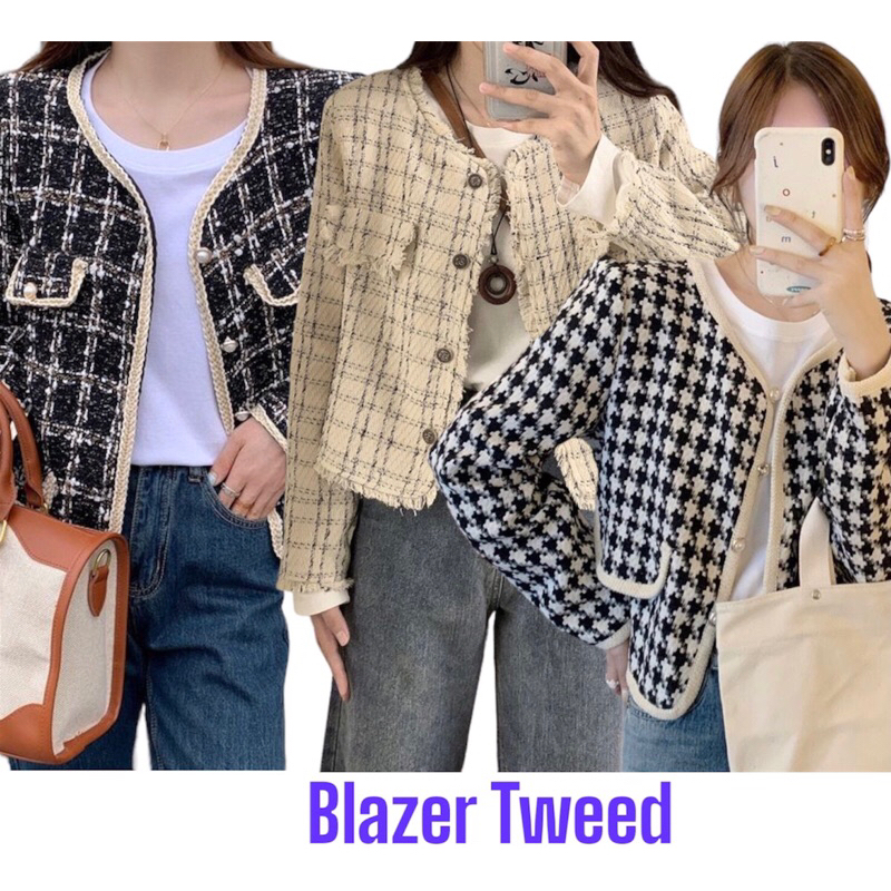 Blazer Crop Tweed