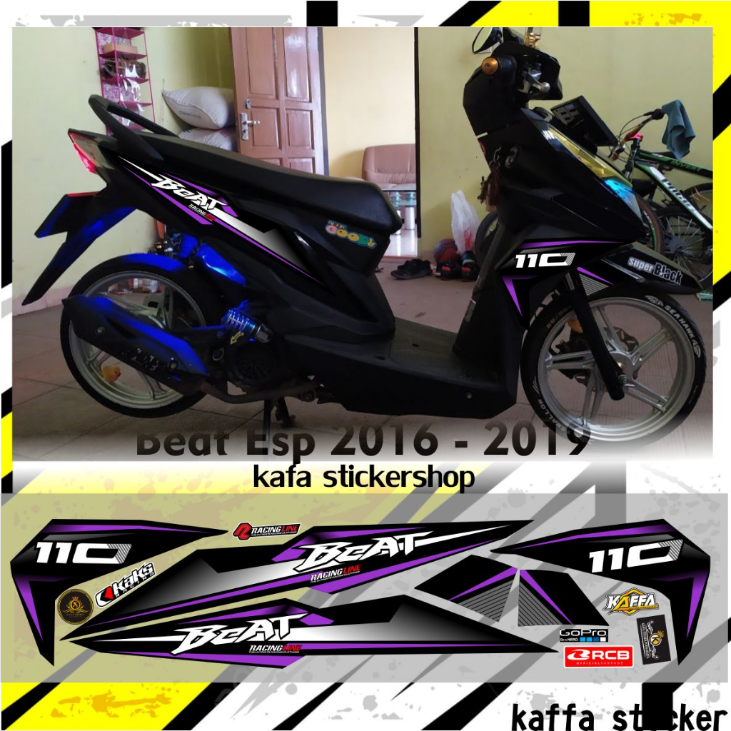 Stiker Beat Esp Beat Street Striping Variasi Beat Fi New List Polet Ungu