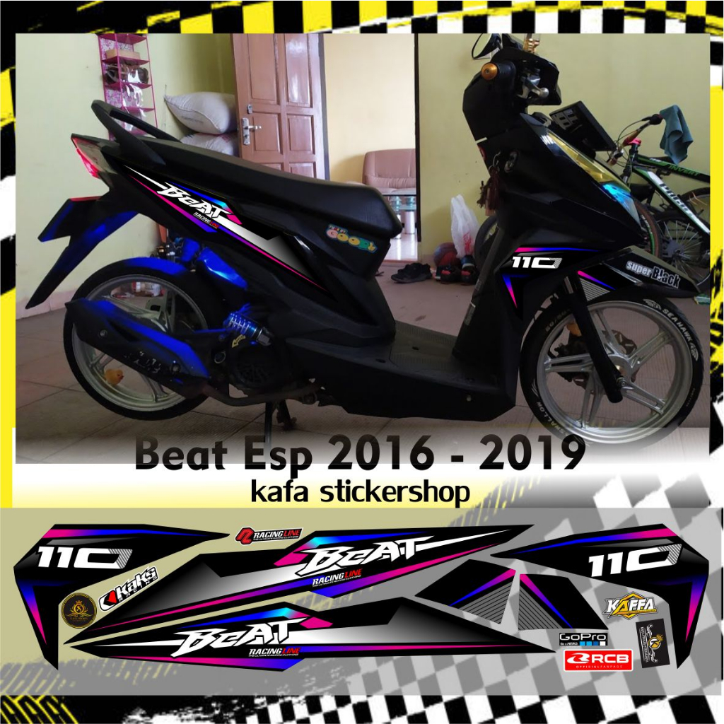 Stiker Beat Esp Beat Street Striping Variasi Beat Fi New List Polet Motif Rainbow