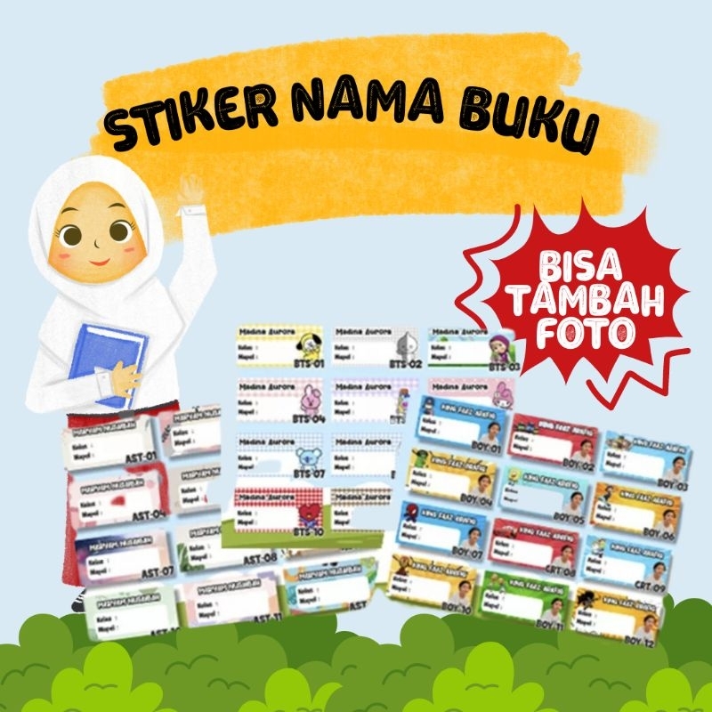 

STIKER LABEL BUKU - STIKER NAMA ANAK - LABEL BUKU SEKOLAH - ISI 40