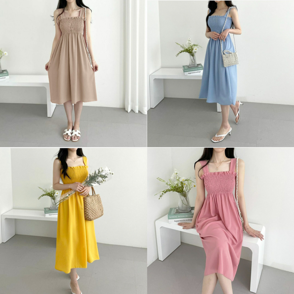 BJFashionWanita / Dress Saso / Dress Polos / Dress Karet / Midi Dress / Midi / Dres Polos / Dres Mid