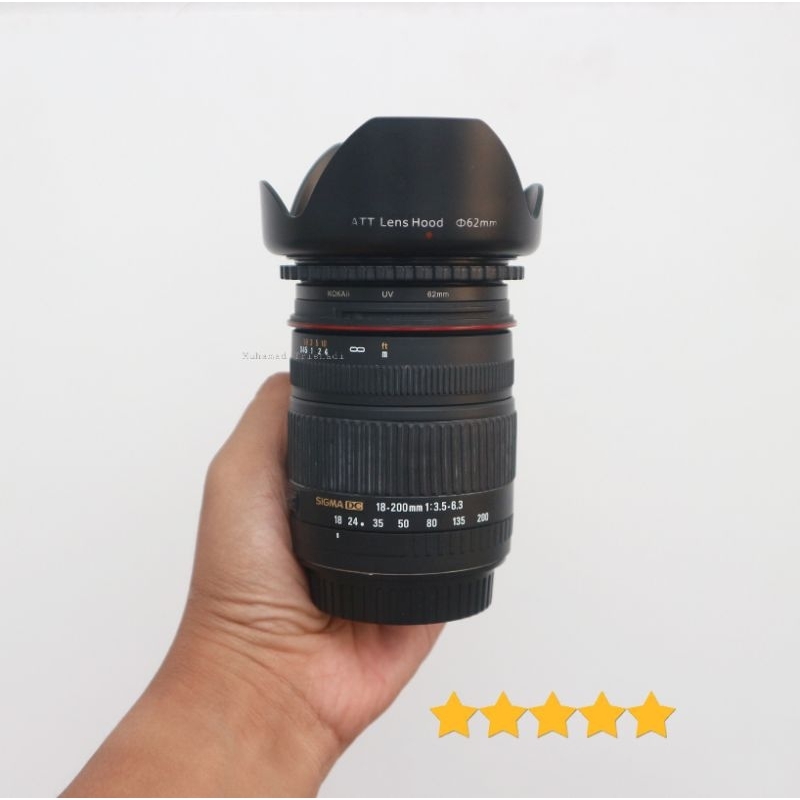 Lensa Tele Sapujagat Sigma DC 18-200mm F3.5-6.3 For DSLR SLR Canon Hitam Murah