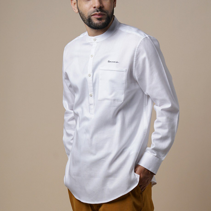 Kemeja Koko Dewasa Lengan Panjang Warna Putih SAMASE Basic Kemko Premium Quality U112