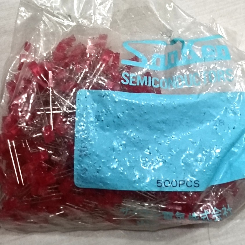 100pcs LAMPU LED 5 mm 5mm KOTAK merah kuning