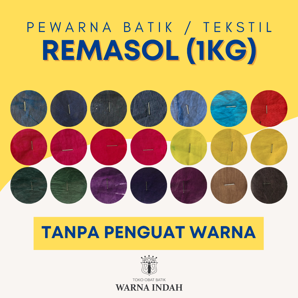 PEWARNA BATIK / PEWARNA TEKSTIL / TIE DYE / REMASOL TERMURAH TERLENGKAP 1KG (TANPA MS)