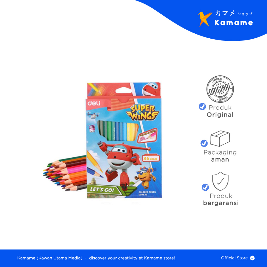 

Deli Colored Pensil - Warna 36 Warna box C00830 Dari Bahan Kayu pilihan Seri Kartun Super Wings - Kamame