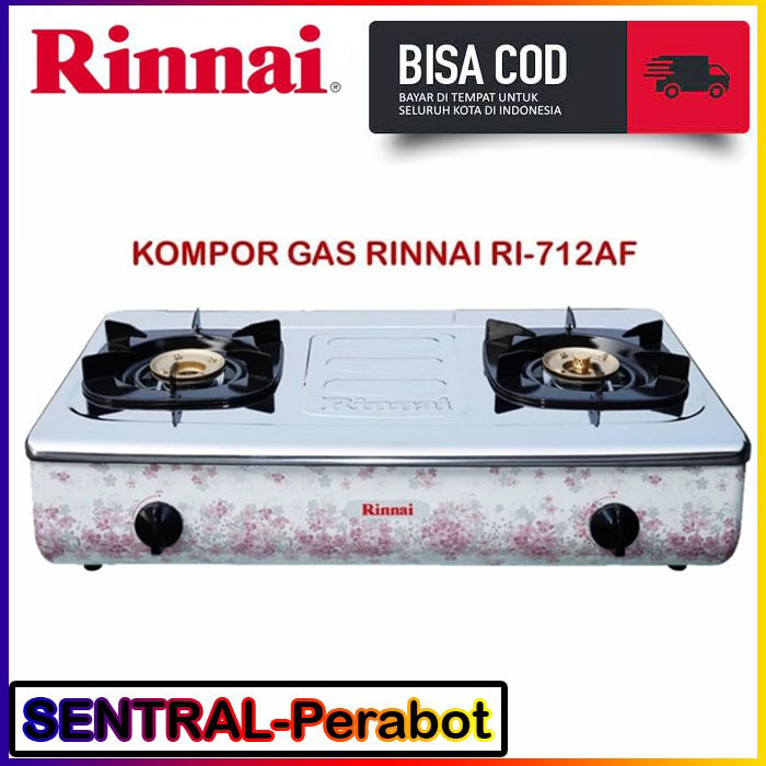 RINNAI RI-712AF Kompor Gas 2 Tungku Jumbo Stenlies Steel - Motif Bunga