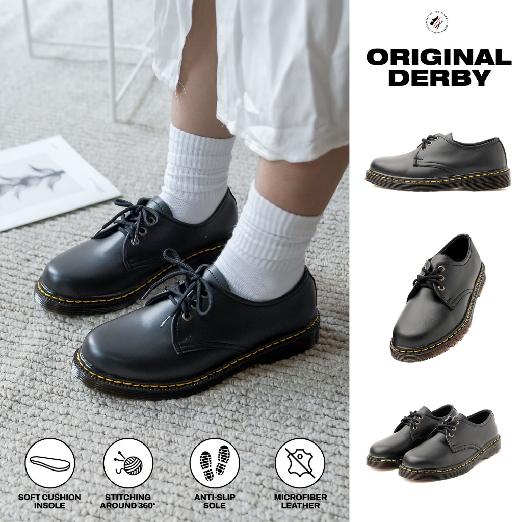 Sepatu Boots Wanita Portee Goods Original Derby Hitam