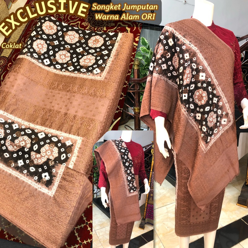 EXCLUSIVE  Songket Motif Jumputan warna Alam ORI/ Songket Palembang asli Tenun Tangan ilham Songket 