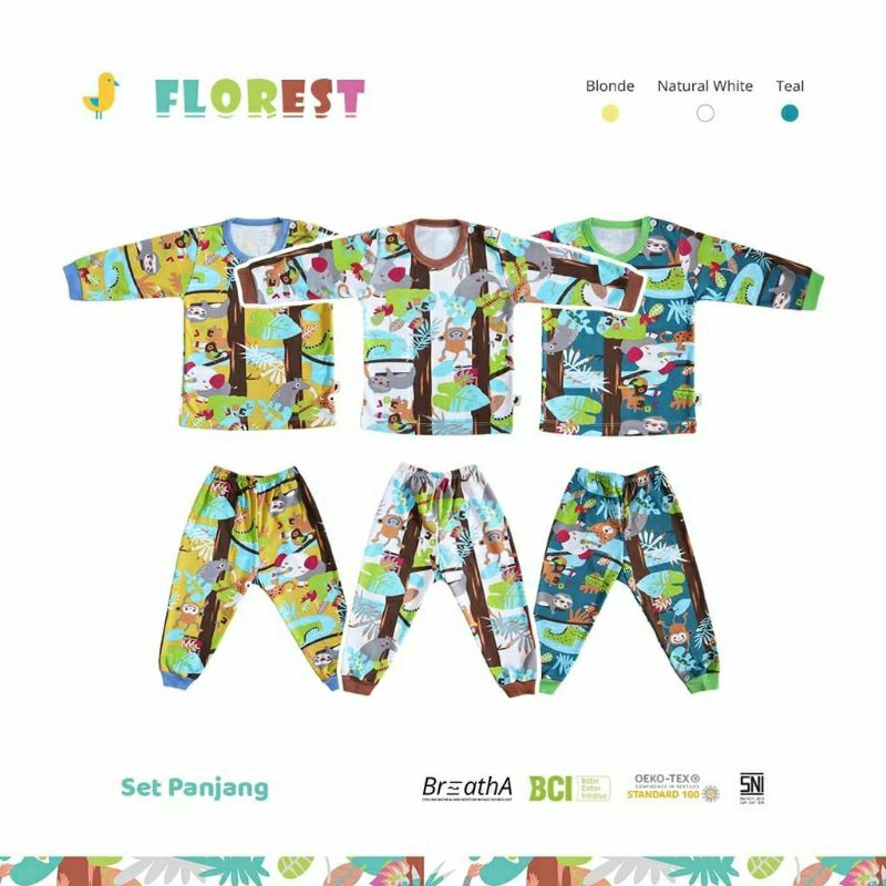 Setelan Panjang Bayi isi 3 Stel Joel Florest / Long Sleeve Set Baby / Pakaian Bayi