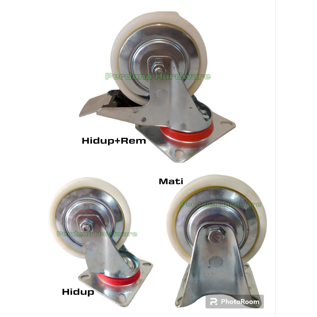 Nylon Caster Mati Hidup Rem / Roda Troli Nylon / Roda Etalase Nylon