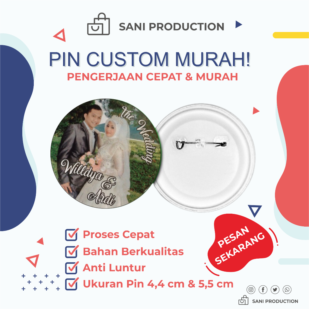 PIN CUSTOM PIN PANITIA PERNIKAHAN PIN CUSTOM 44 MM PIN CUSTOM 58 MM PIN KOMUNITAS PIN TANDA PENGENAL