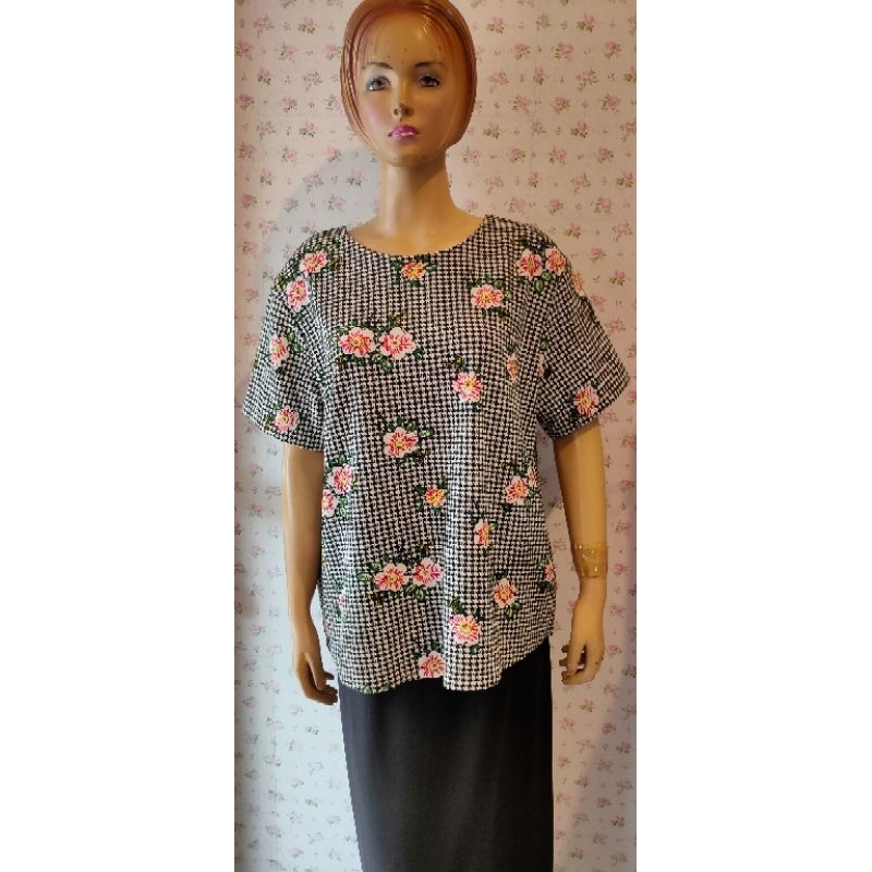 Atasan Jumbo Bunga Kaos Bigsize Full Motif