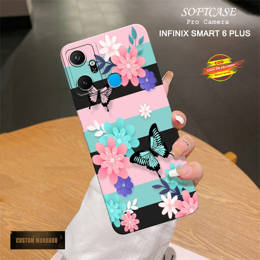 Case Infinix Smart 6 Plus - Fashion Case BUNGA - Casing Hp Infinix Smart 6 Plus - Softcase Infinix S