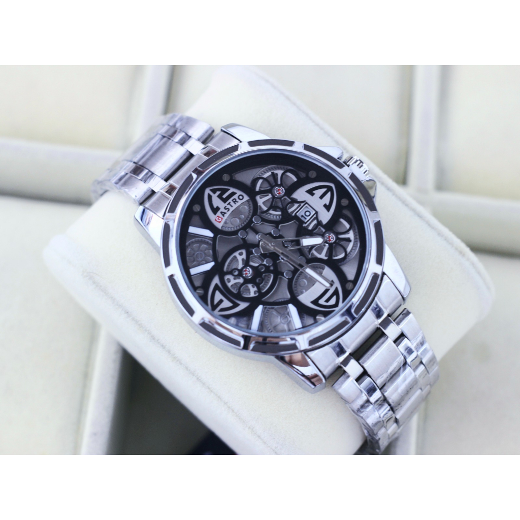 New Arrival>Jam Tangan Pria GASTRO G7809 Analog Body Sport Rantai Stainless Tanggal On Plus Baterai 