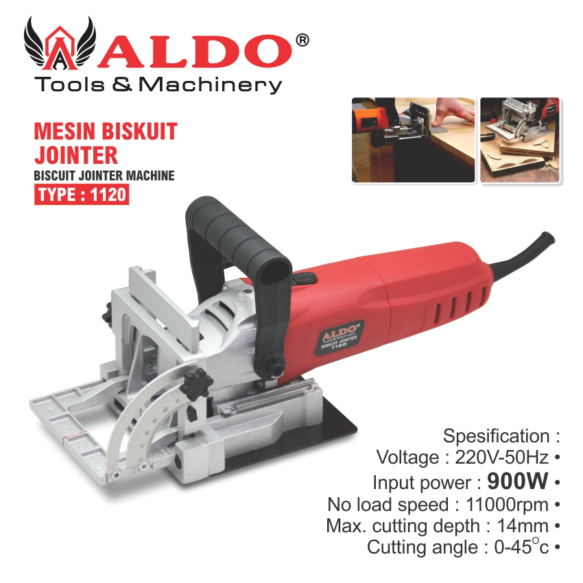 MESIN BISCUIT JOINTER / BISKUIT JOINTER / PENYAMBUNG PAPAN TYPE : 1120 MERK ALDO