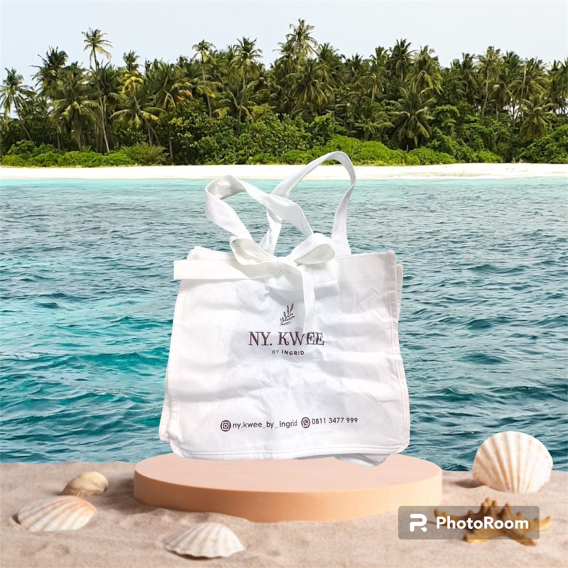 Tote Bag ny.kwee Tas Belanja Shopping Bag Spunbond Murah Putih