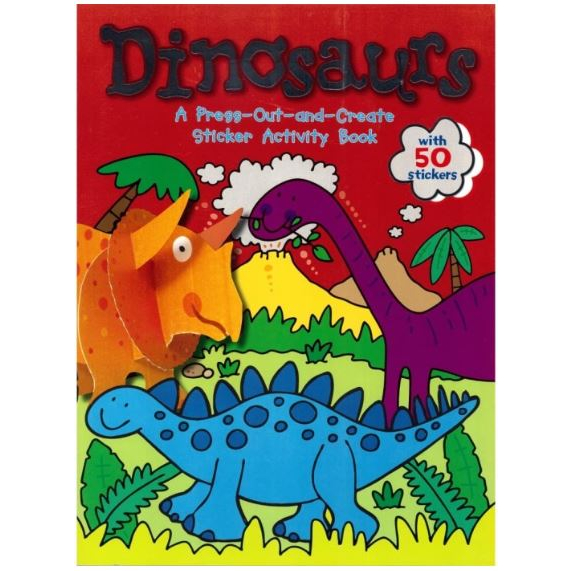 Buku Stiker Akifitas Anak: Dinosaurs Press Out Create Sticker Activity Book - Buku Dinosaurus