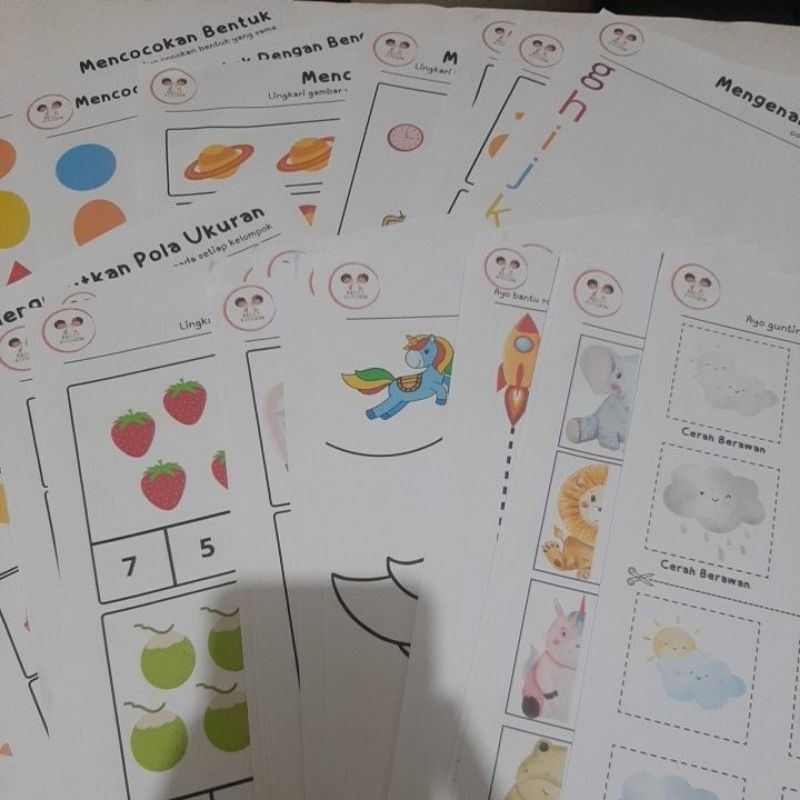 

[TANPA MAP DAN SPIDOL] VOL.2 Printout 50 Halaman Worksheet anak usia 3-4 tahun by paketbermain