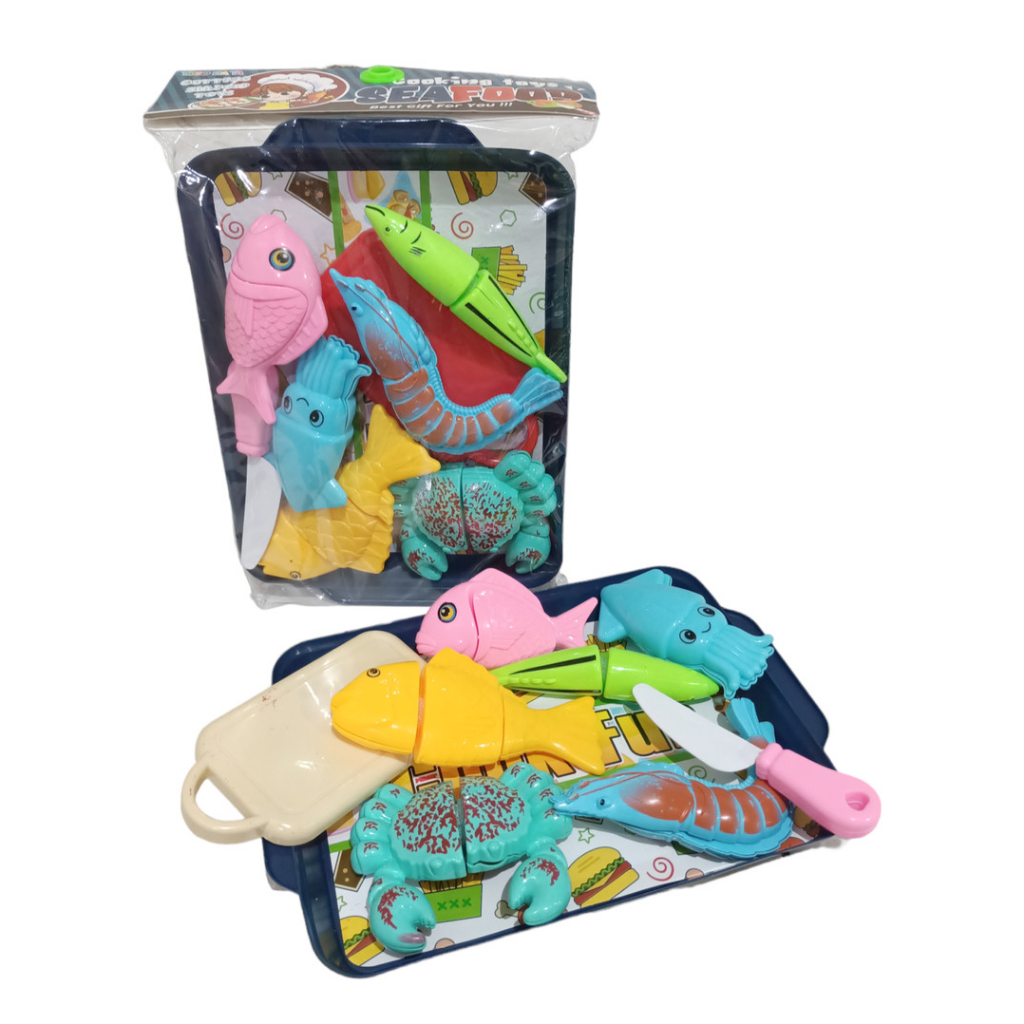 Hobi Mainan Masakan Cutting Seafood Potong Ikan Yk86/Mainan Masakan Seafoot/Mainan Anak Perempuan/Mainan Ikan/Potongan Ikan