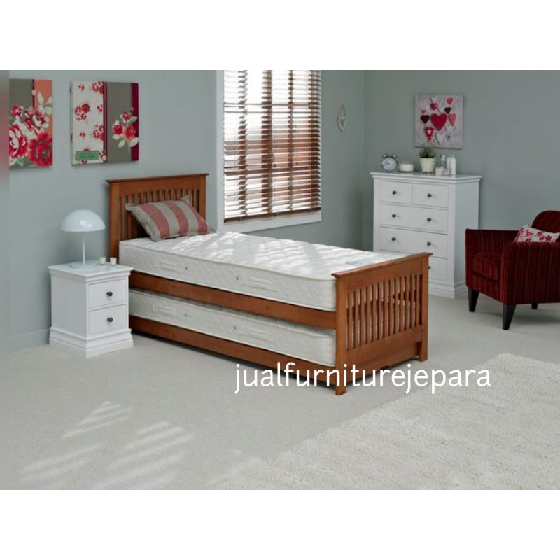 dipan tempat tidur sorong minimalis kayu jati, ranjang tidur Sorong minimalis kayu jati jepara