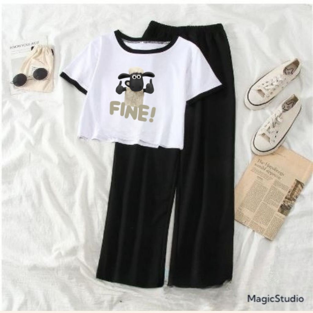 JBF Baju Crop Untuk Anak Perempuan Setelan Celana Kulot Dan Crop Ringer Fine