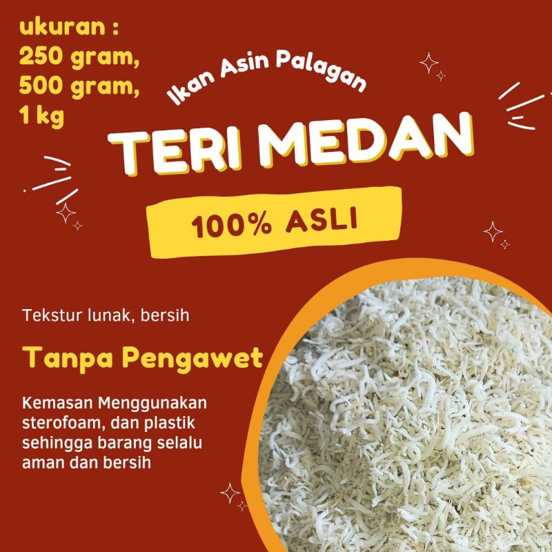 

Ikan Asin Teri Medan Kualitas Premium, Bersih dan Harga Terjangkau tersedia ukuran 250 gr, 500 gr, 1 kg