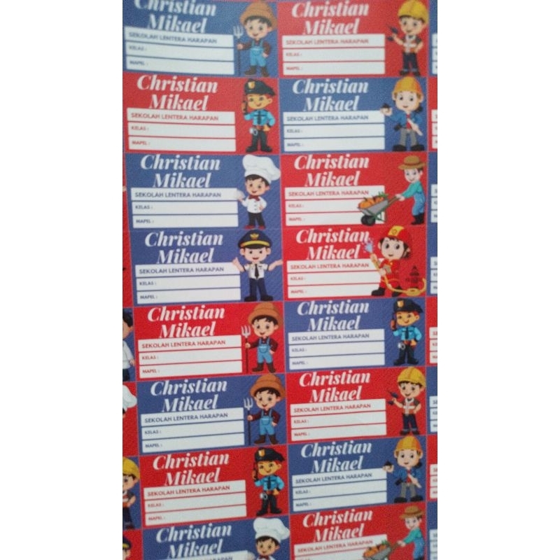 

Hobby Home Sticker label untuk buku dan alat tulis, tema kids profession, ukuran 6x3 cm