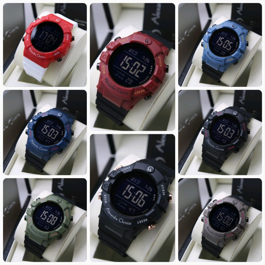 Jam Tangan Pria AC Alexandre Christie 9387 Digital Original - Tali Karet