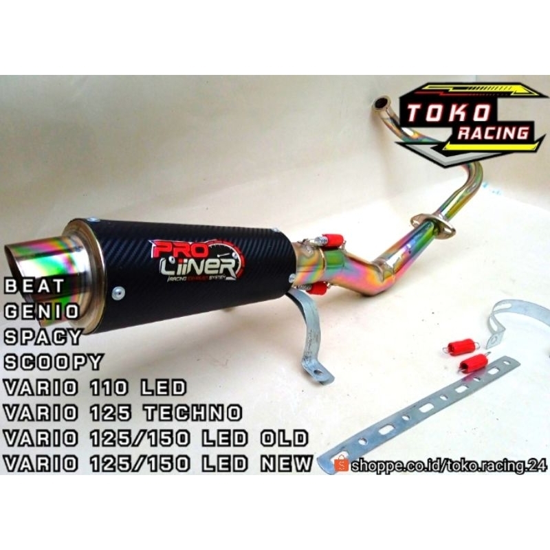 KNALPOT RACING PRO LINER CARBON RAINBOW ALL TYPE BEAT,GENIO,SPACY,SCOOPY,VARIO 125 LED OLD,VARIO 125