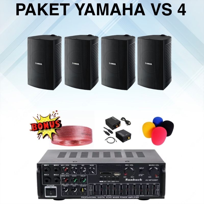 PAKET SOUND SYSTEM AUDIO CAFE DAN RESTORAN PAKET 4 SPEAKER 4 INCH YAMAHA VS4 PAKET KOMPLIT YAMAHA 4 