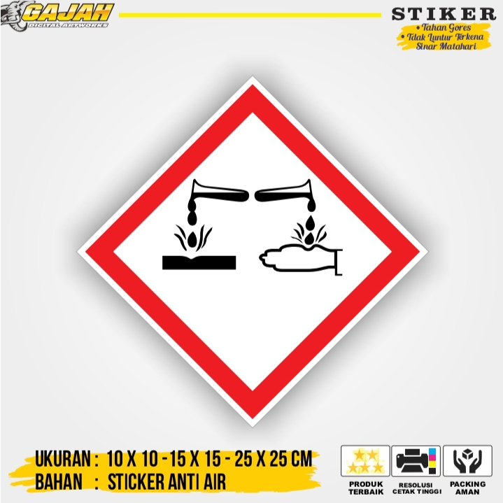 

Stiker Label Tanda Simbol Limbah B3 Stiker Bahan Berbahaya dan Beracun STIKER HAZMAT KOROSIF