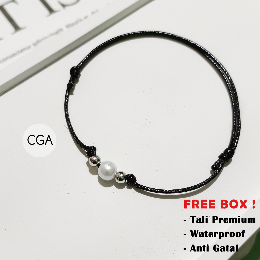 Gelang Tali Mutiara Putih | Gelang Tangan Wanita Aesthetic | Gelang tipis