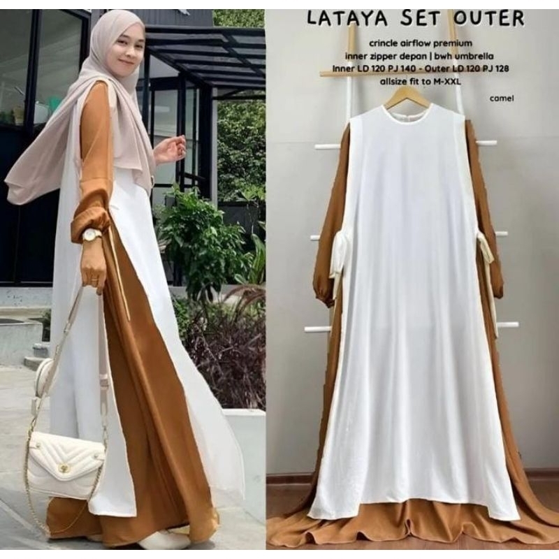 Gamis set syar'i - Set muslimah terbaru - Gamis inner plus outer wanita
