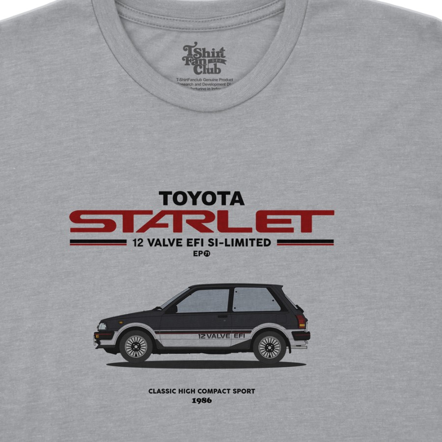 [TshirtFanClub] Kaos Classic Toyota Starlet Kotak Twotone Vintage Grey