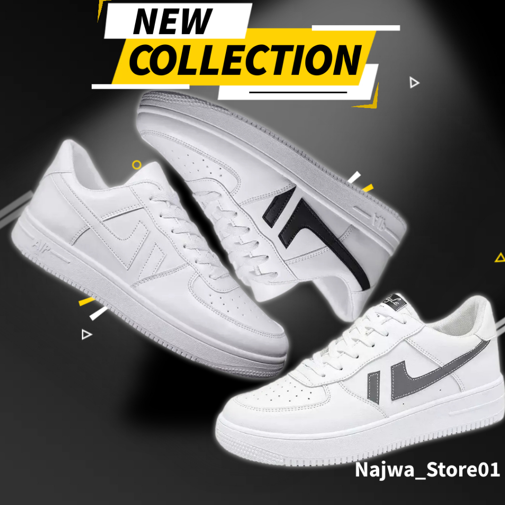 Sepatu Pria Wanita Putih Polos Sneakers Casual Cewek Cowok