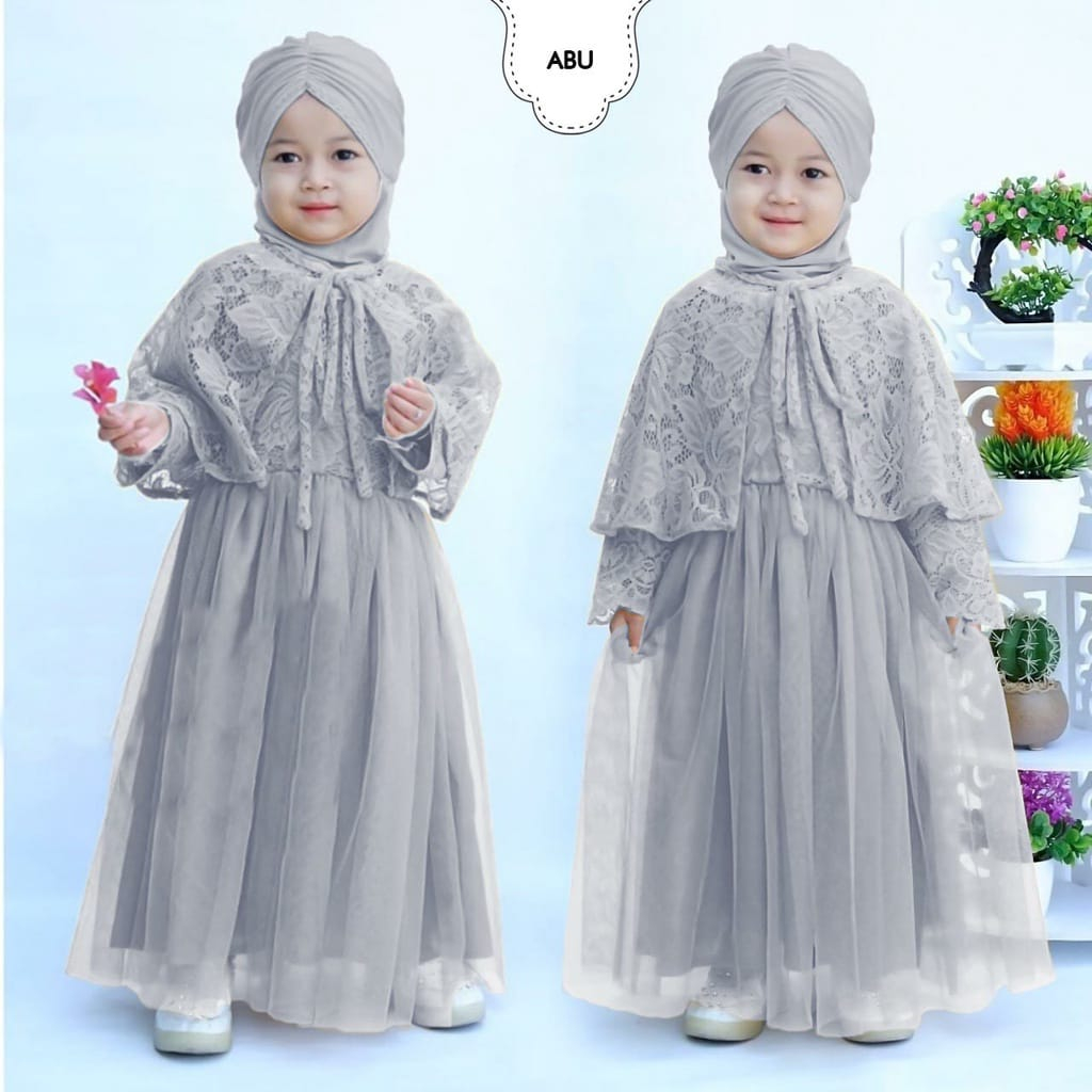 Baju Gamis Anak Perempuan Muslimah Kekinian / Pakaian Gamis Brokat Lebaran anak Wanita Cocok Pake Ji