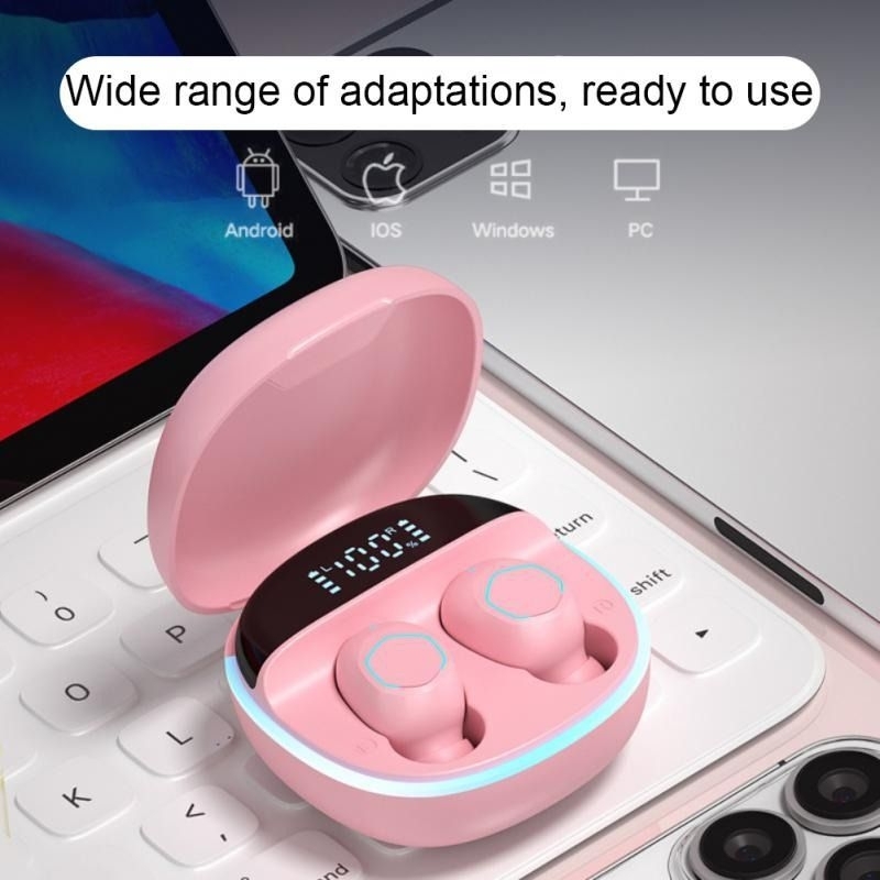 M13 Macaron Headset Bluetooth TWS With Mic Breathing Light Case Led
