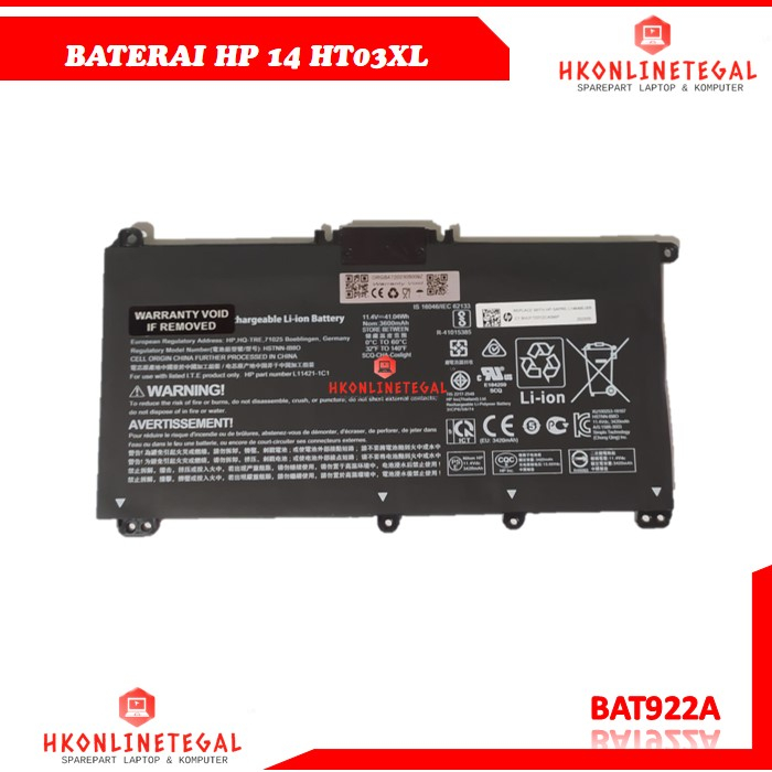 Baterai Laptop HP HT03XL For HP 14-CE 14-CS 15-DA 14S-CF