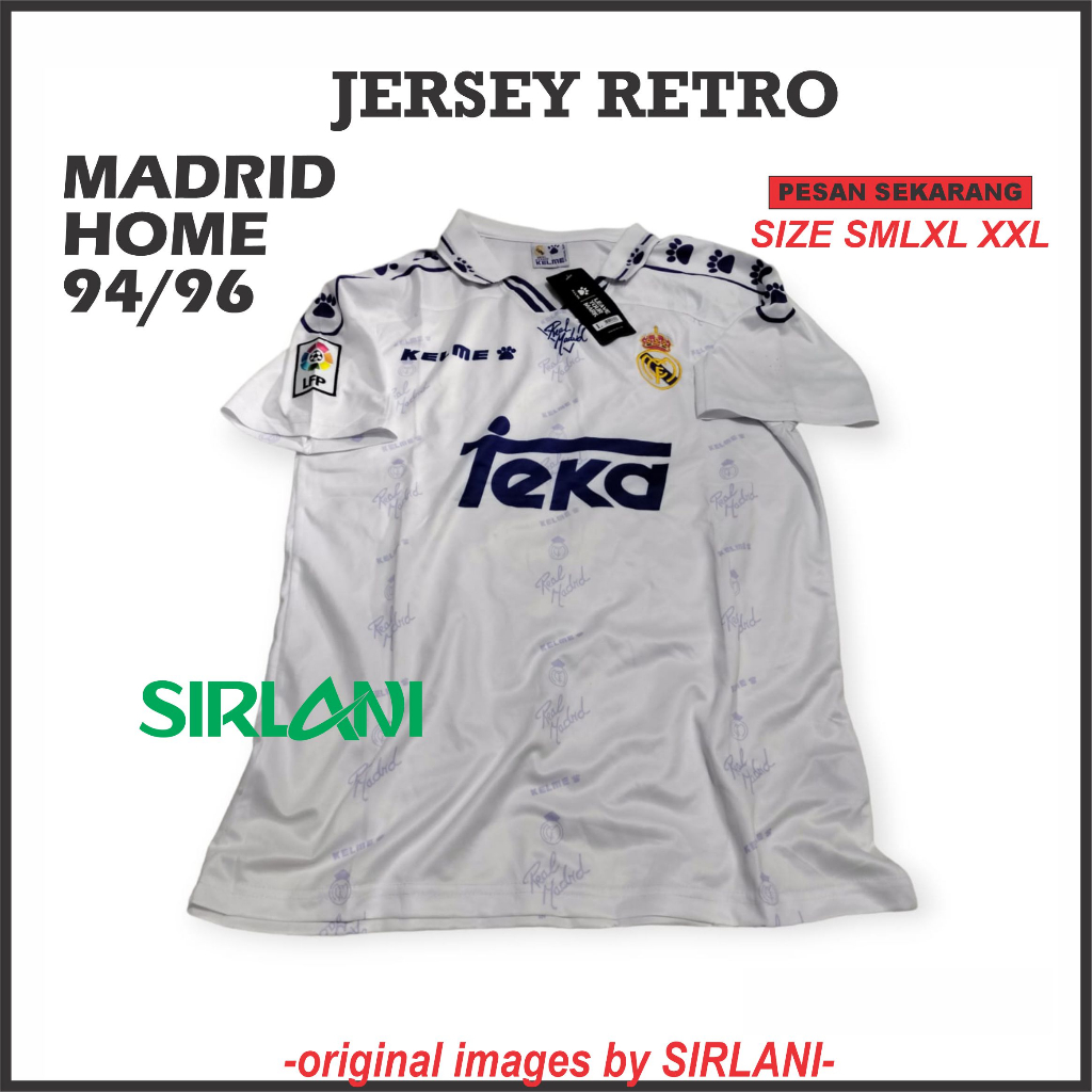 JERSEY RETRO MADRID HOME TEKA 1994 1996/JERSEY BOLA RETRO REAL MADRID HOME KELME