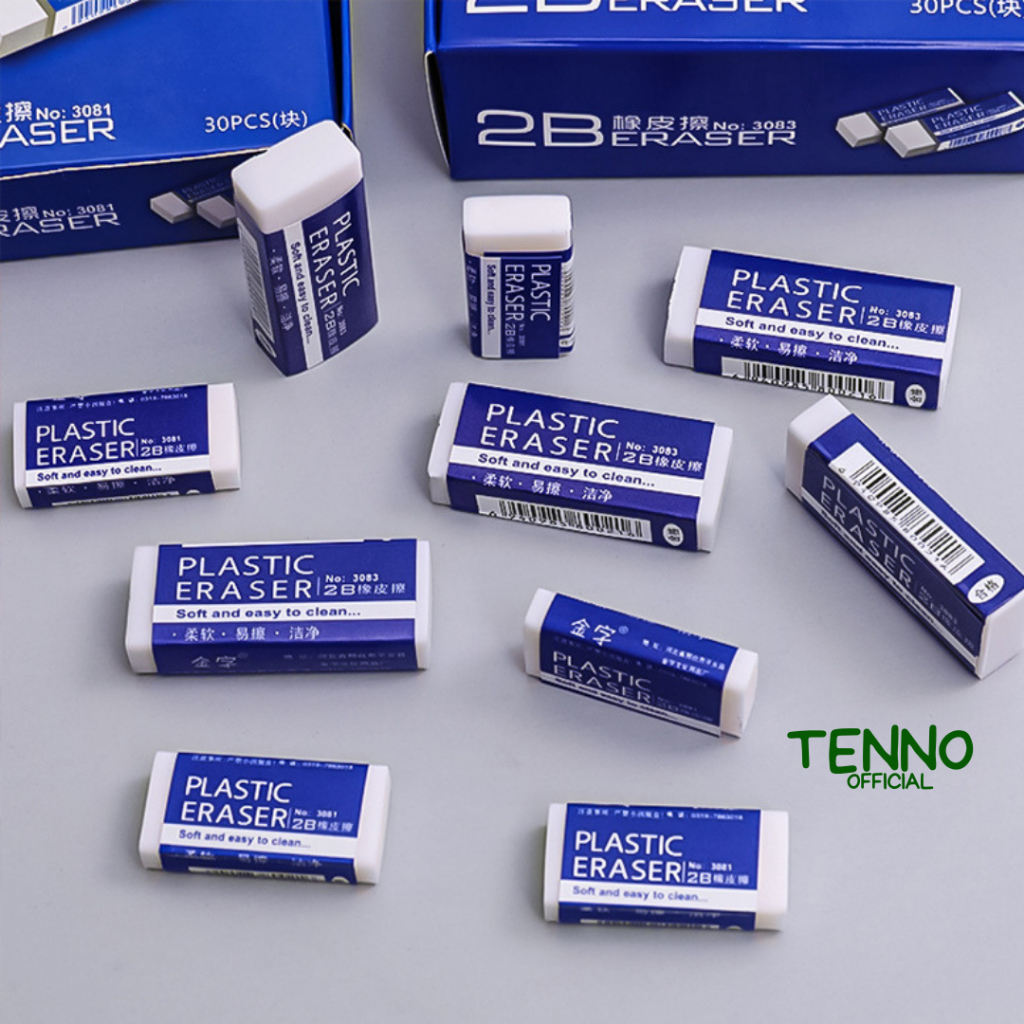 

TENNO Karet Penghapus Eraser Pensil 1 Pcs Putih Bersih Hapusan Pencil Stip