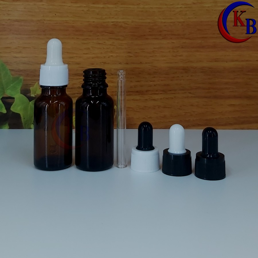 BOTOL PIPET 20 ML SERUM TETES NON SEGEL / BOTOL KACA COKLAT TEBAL 20ML